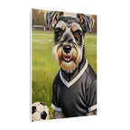 Miniature Schnauzer Soccer Portrait Oil Painting Canvas Wall Art, Schnauzer Dog Lover Gift, Pet Decor, Sports Fan Home Decor