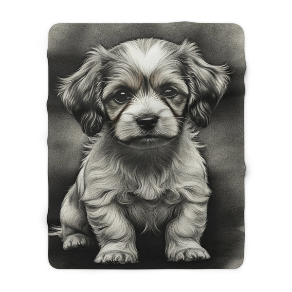 Havanese Charcoal Portrait Sherpa Fleece Blanket | Dog Lover Gift