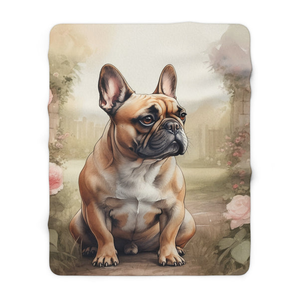 French Bulldog Watercolor Cottage Garden Throw Blanket | Premium Dog Prints | Tritan