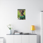 German Shorthaired Pointer Oil Painting Soccer Portrait Wall Art, GSP Dog Lover Gift, Canine Decor, Fetching Football Fan Canvas