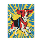 Beagle Comic Pop Art Canvas - Energetic Retro Dog Print with Halftone Shading and Bold Outlines