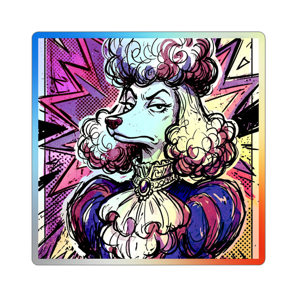 The Aristocrat Standard Poodle Holographic Sticker | Comic Dog Art Gift