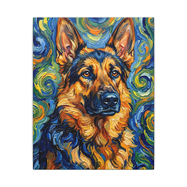 German Shepherd Post-Impressionist Oil Painting Canvas Wall Art Decor, Dog Lover Gift, Pet Owner Present, GSD Art Print