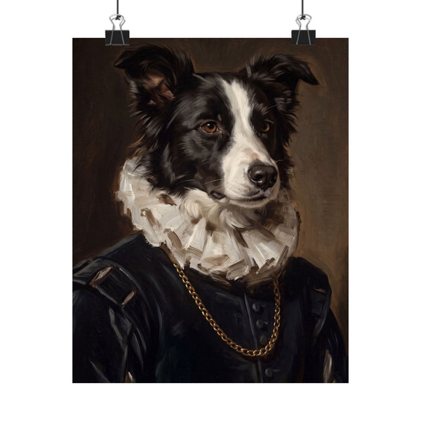 Border Collie Renaissance Royal Portrait Matte Poster, Regal Dog Art Print, Border Collie Lover Gift, Wall Art