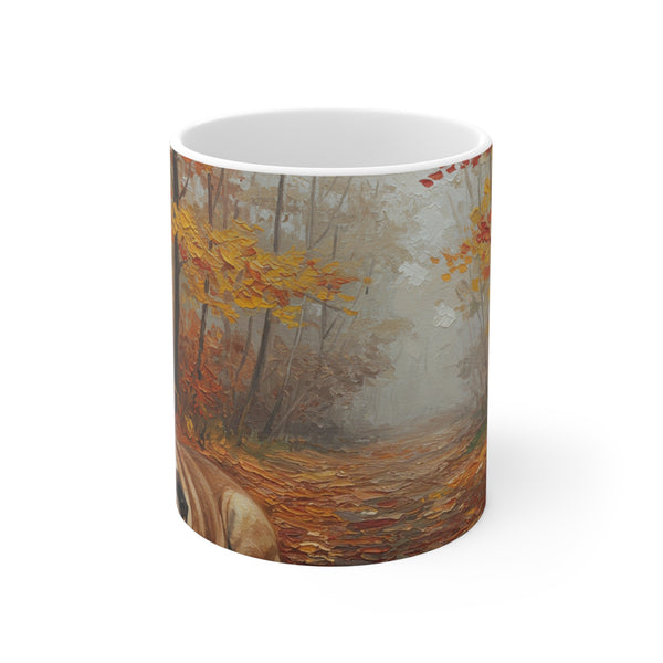 Acrylic English Bulldog - Autumn Woods | Ceramic Mug 11oz