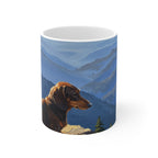 Acrylic Dachshund - Mountain Overlook | Ceramic Mug 11oz