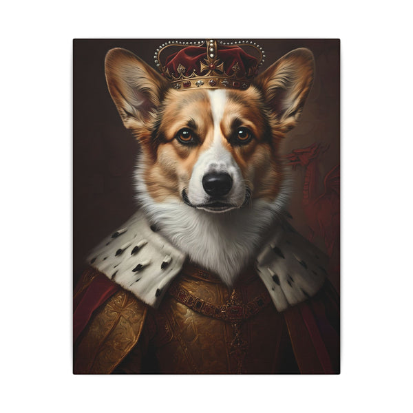 Pembroke Welsh Corgi Kings & Queens Royal Portrait Canvas Wall Art, Regal Dog Painting, Pembroke Welsh Corgi Lover Gift, Stretched Canvas