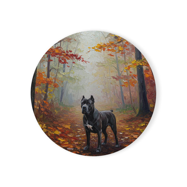 Acrylic Gallery Print Cane Corso - Autumn Woods | Cork Back Coaster