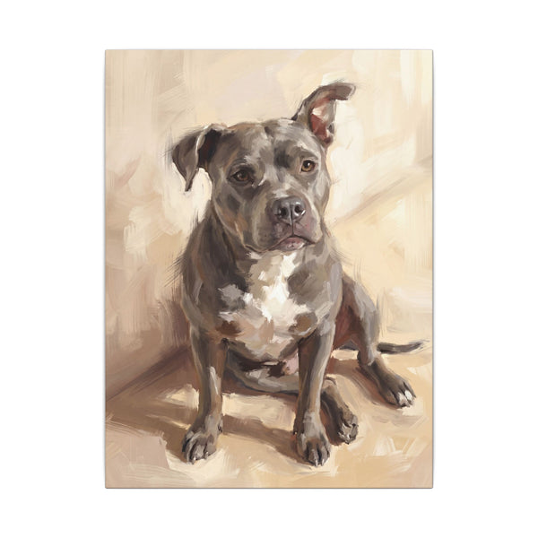 Blue Staffy — Painted Portrait Canvas — Lifestyle View