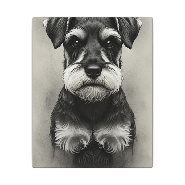 Miniature Schnauzer Charcoal Portrait Canvas Print | Dog Wall Art Decor | Pet Owner Gift | Schnauzer Lover Present