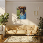 Boxer Dog Oil Painting Soccer Portrait Canvas Wall Art Decor Gift for Dog Lover
