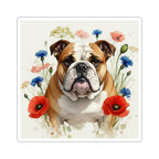 English Bulldog Watercolor Wildflower Field Kiss-Cut Stickers | Premium Dog Prints | Tritan — primary view