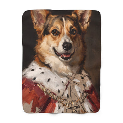 Corgi Kings & Queens Royal Portrait Regal Throw Blanket | Premium Dog Art | Tritan