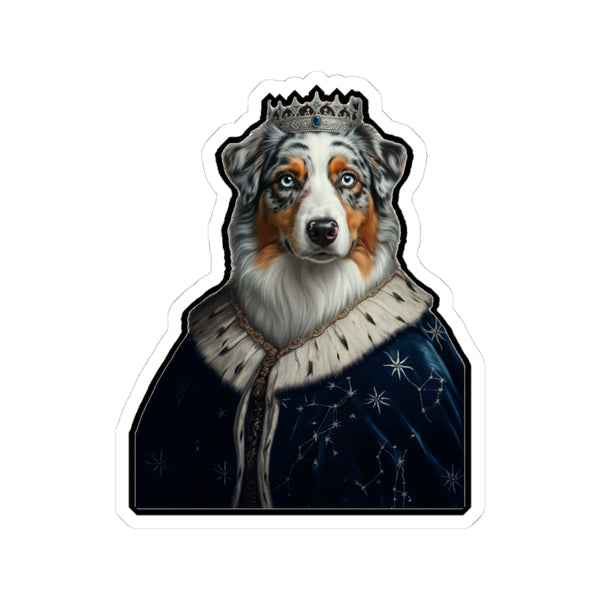 Australian Shepherd Kings & Queens Royal Portrait Sticker, Dog Portrait Vinyl Decal, Kiss-Cut Sticker, Australian Shepherd Lover Gift