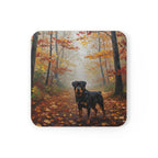 Acrylic Rottweiler - Autumn Woods | Cork Back Coaster