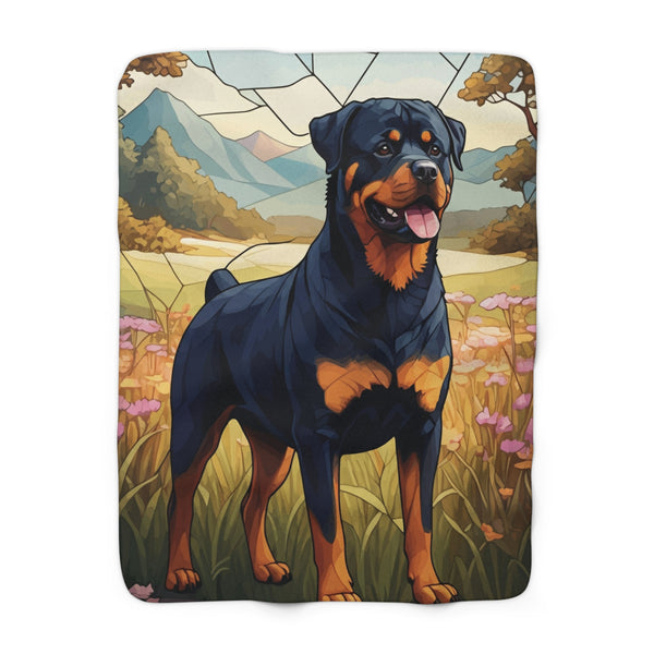 Rottweiler Low Poly Prairie Sherpa Fleece Blanket | Dog Lover Gift