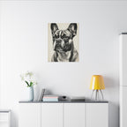 French Bulldog Charcoal Art Print, Dog Portrait Canvas Wall Art, Frenchie Lover Gift, Pet Decor, Stretched Canvas, Ready to Hang