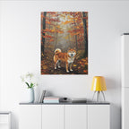 Shiba Inu Acrylic Painting Canvas Wall Art | Autumn Woods Dog Decor | Cute Shiba Gift for Dog Lovers | Pet Portrait Print