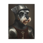 Miniature Schnauzer Medieval Knight Portrait Canvas Wall Art, Regal Dog Painting, Miniature Schnauzer Lover Gift, Stretched Canvas