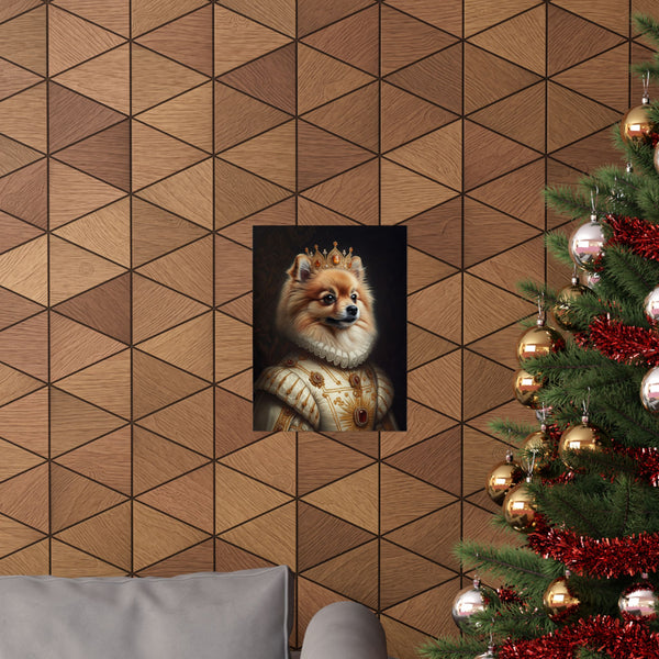 Pomeranian Kings & Queens Royal Portrait Matte Poster, Regal Dog Art Print, Pomeranian Lover Gift, Wall Art — Lifestyle View