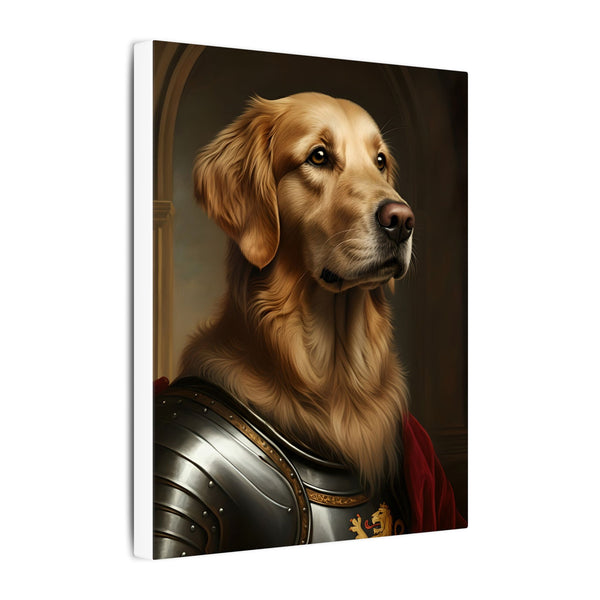 Golden Retriever Medieval Knight Portrait Canvas Wall Art, Regal Dog Painting, Golden Retriever Lover Gift, Stretched Canvas