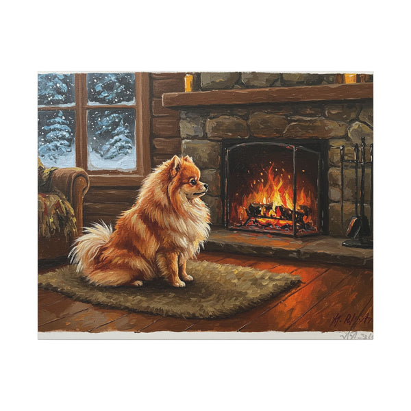 Pomeranian Wall Art Canvas, Acrylic Dog Painting Print, Pom Mom Gift, Pet Lover Home Decor, Stretched Canvas Dog Portrait