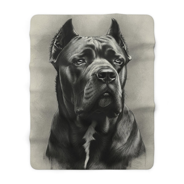 Cane Corso Charcoal Portrait Sherpa Fleece Blanket | Dog Lover Gift