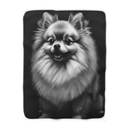 Pomeranian Charcoal Portrait Sherpa Fleece Blanket | Dog Lover Gift — primary view