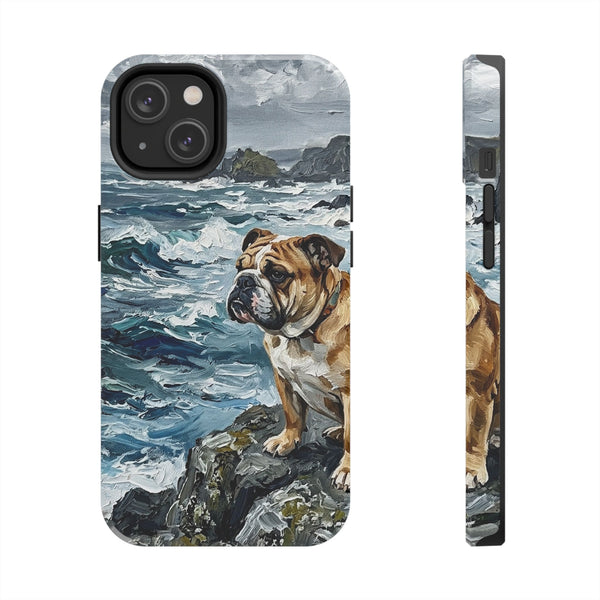Acrylic Gallery Print English Bulldog - Coastal Cliffside | Tough Phone Case — primary view