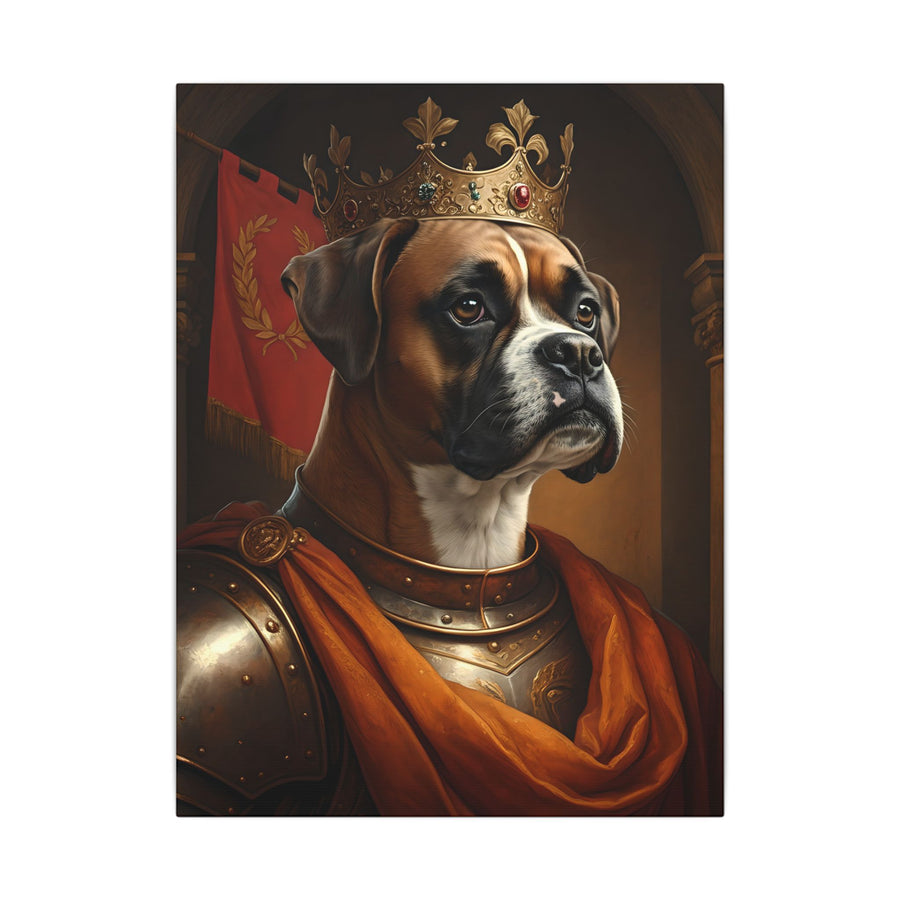 Boxer Renaissance Royal Portrait Canvas Wall Art, Regal Dog Painting, Boxer Lover Gift, Stretched Canvas