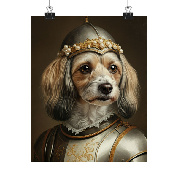 Havanese Medieval Knight Portrait Matte Poster, Regal Dog Art Print, Havanese Lover Gift, Wall Art