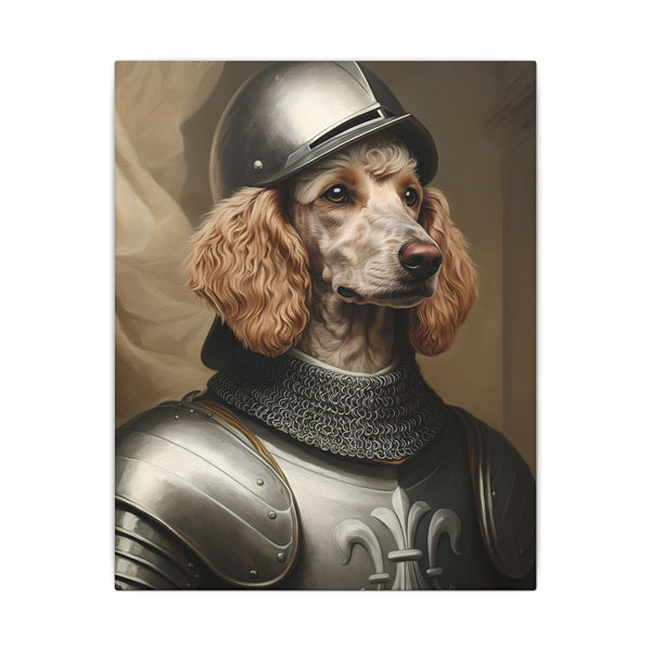 Poodle Medieval Knight Portrait Canvas Wall Art, Regal Dog Painting, Poodle Lover Gift, Stretched Canvas