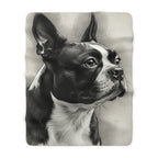 Boston Terrier Charcoal Portrait Sherpa Fleece Blanket | Dog Lover Gift — secondary view