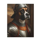 Boxer Medieval Knight Portrait Canvas Wall Art, Regal Dog Painting, Boxer Lover Gift, Stretched Canvas