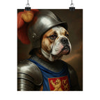 English Bulldog Medieval Knight Portrait Matte Poster, Regal Dog Art Print, English Bulldog Lover Gift, Wall Art