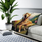 Golden Retriever Low Poly Prairie Sherpa Fleece Blanket | Dog Lover Gift