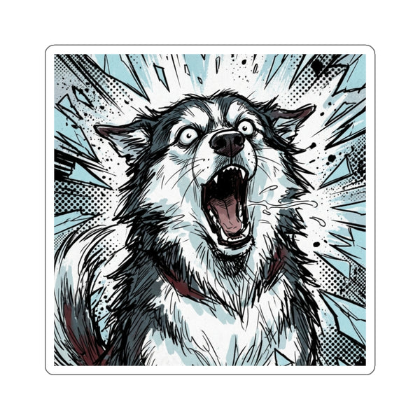 The Shattering Husky Die-Cut Sticker | Siberian Husky Comic Dog Art