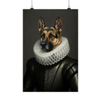 German Shepherd Renaissance Royal Portrait Matte Poster, Regal Dog Art Print, German Shepherd Lover Gift, Wall Art