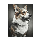 Corgi Charcoal Portrait Canvas Wall Art, Dog Lover Gift, Stretched Canvas Print, Pet Home Decor, Animal Art, Corgi Mom Dad Present