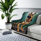 German Shepherd Low Poly Forest Sherpa Fleece Blanket | Dog Lover Gift