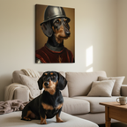 Dachshund Medieval Knight Portrait Canvas Wall Art, Regal Dog Painting, Dachshund Lover Gift, Stretched Canvas