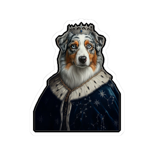 Australian Shepherd Kings & Queens Royal Portrait Sticker, Dog Portrait Vinyl Decal, Kiss-Cut Sticker, Australian Shepherd Lover Gift