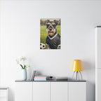 Miniature Schnauzer Soccer Portrait Oil Painting Canvas Wall Art, Schnauzer Dog Lover Gift, Pet Decor, Sports Fan Home Decor