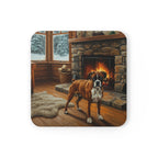 Acrylic Boxer - Winter Hearth | Cork Back Coaster