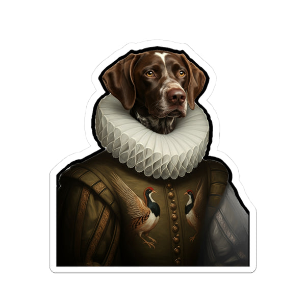 German Shorthaired Pointer Renaissance Royal Portrait Sticker, Dog Portrait Vinyl Decal, Kiss-Cut Sticker, Dog Mom Gift Sticker