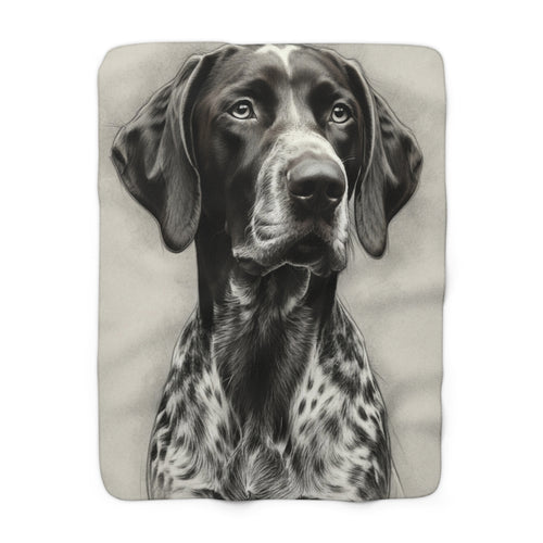 Charcoal German Shorthaired Pointer - Charcoal German Shorthaired Pointer | Sherpa Fleece Blanket