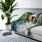 Australian Shepherd Watercolor Rain Garden Throw Blanket | Premium Dog Art | Tritan