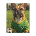 French Bulldog Oil Painting Soccer Portrait Canvas Wall Art Decor Gift for Dog Lovers