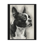 Boston Terrier Charcoal Portrait Canvas Wall Art | Dog Memorial Gift | Pet Lover Home Decor | Black & White Dog Print