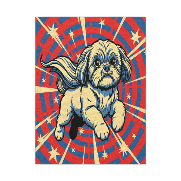 Shih Tzu Comic Book Canvas Art - Dynamic Pop Art Dog Print for Retro Wall Decor